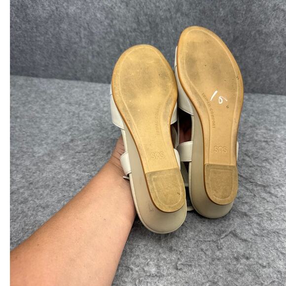 SAS Tri Pad Comfort Caress Cross Strap White Leather Wedge Sandal Women 8.5N - Picture 6 of 7